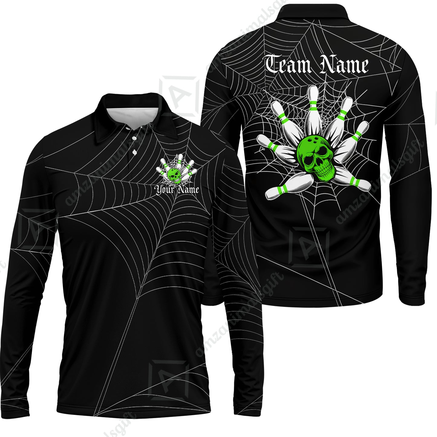 Long Sleeve Polo Shirt||Green