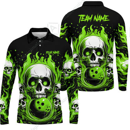 Long Sleeve Polo Shirt||Green