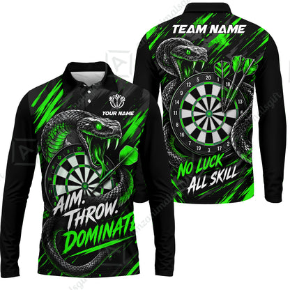 Customized Darts Team Jersey, Personalized Snake Darts Abstract Background Polo Shirt For Players With Name & Team Name