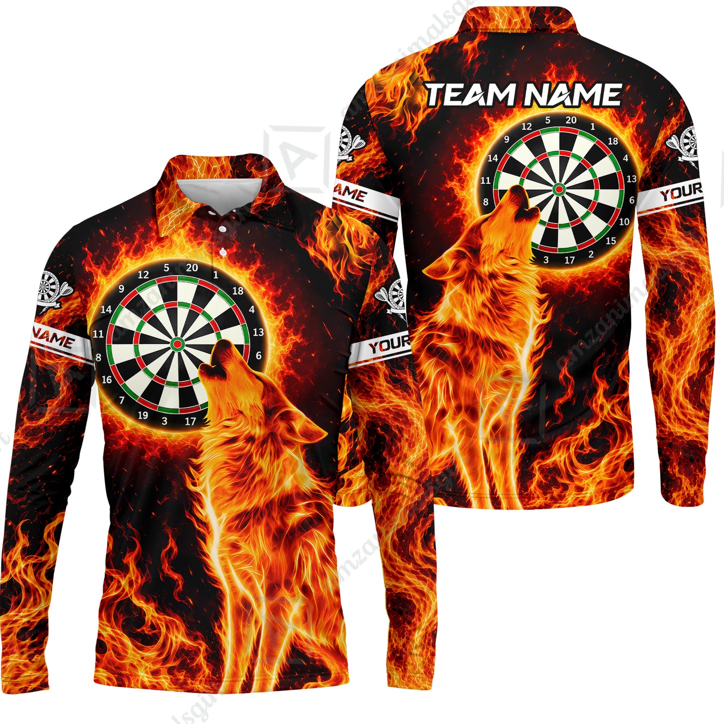 Long Sleeve Polo Shirt||Orange