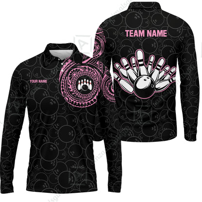 Long Sleeve Polo Shirt||Pink