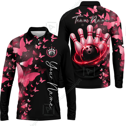 Long Sleeve Polo Shirt||Pink