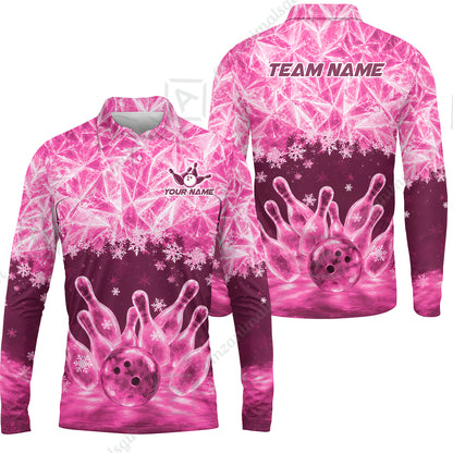 Long Sleeve Polo Shirt||Pink