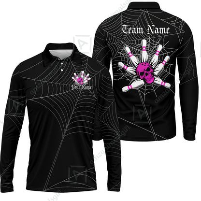 Long Sleeve Polo Shirt||Pink