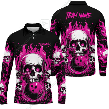 Long Sleeve Polo Shirt||Pink