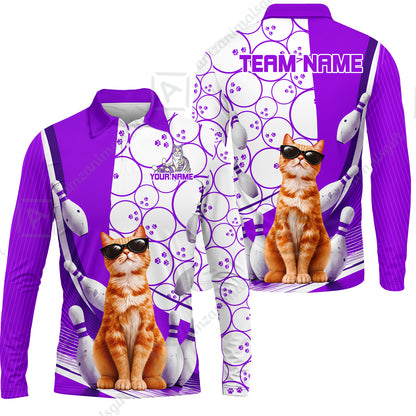 Long Sleeve Polo Shirt||Purple