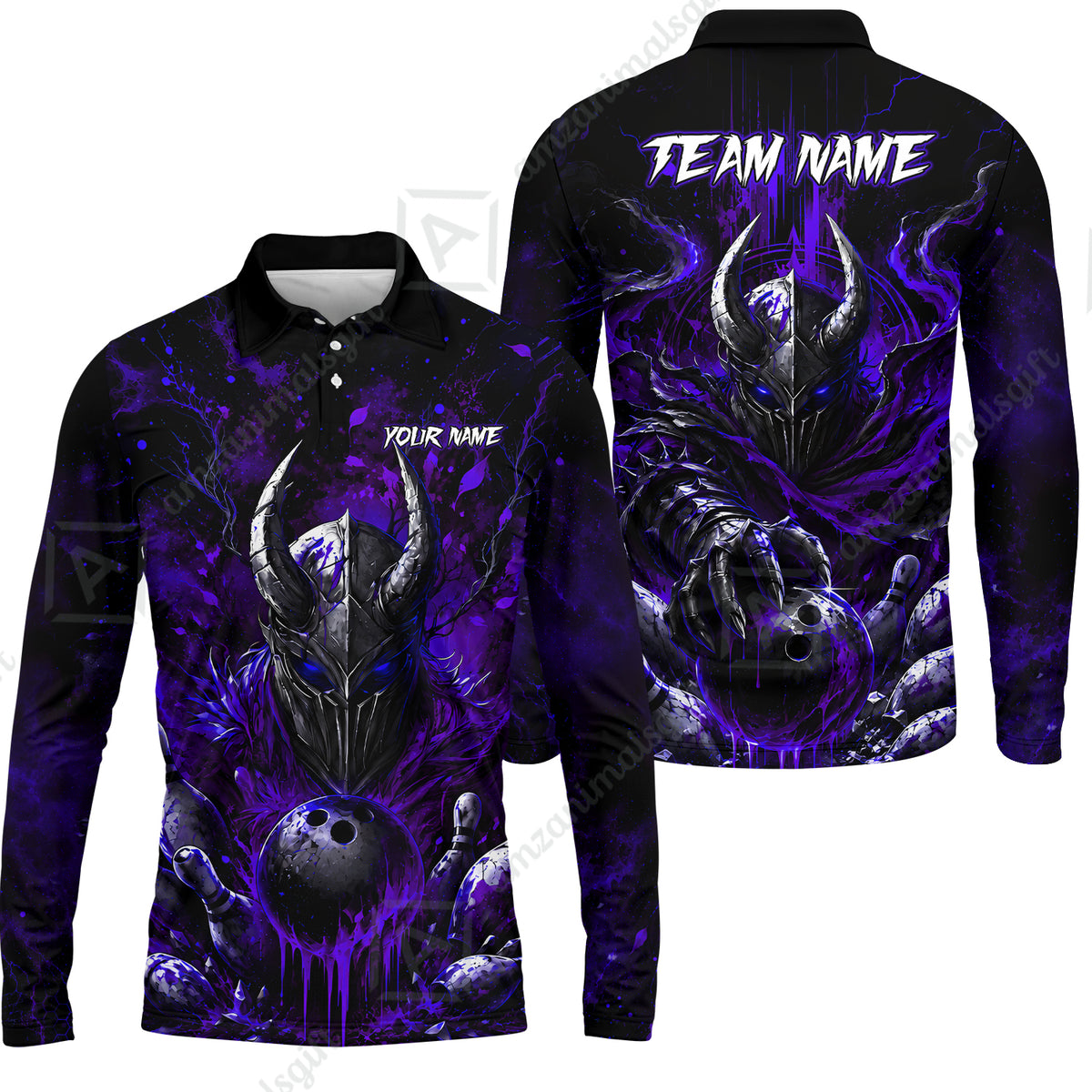 Long Sleeve Polo Shirt||Purple