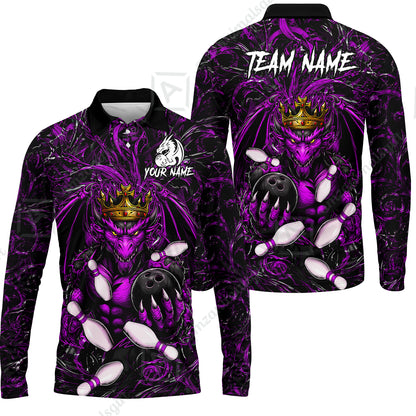 Long Sleeve Polo Shirt||Purple
