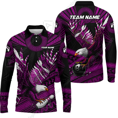 Long Sleeve Polo Shirt||Purple