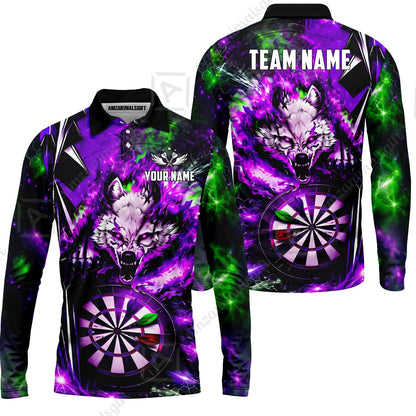 Long Sleeve Polo Shirt||Purple
