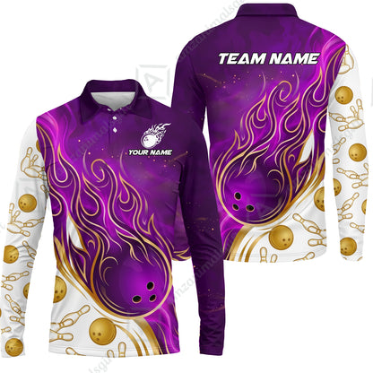 Long Sleeve Polo Shirt||Purple
