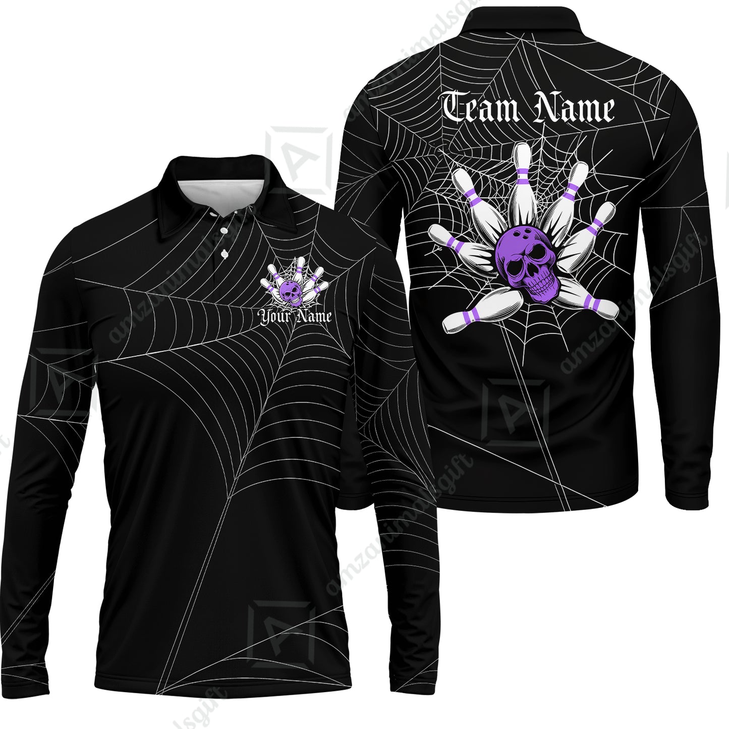 Long Sleeve Polo Shirt||Purple