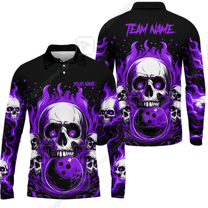 Long Sleeve Polo Shirt||Purple