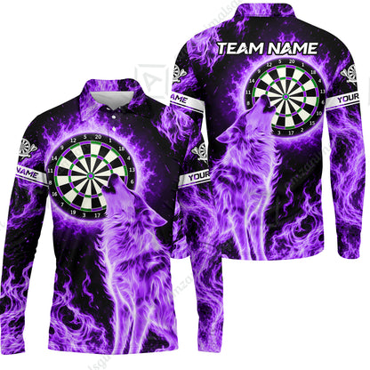 Long Sleeve Polo Shirt||Purple