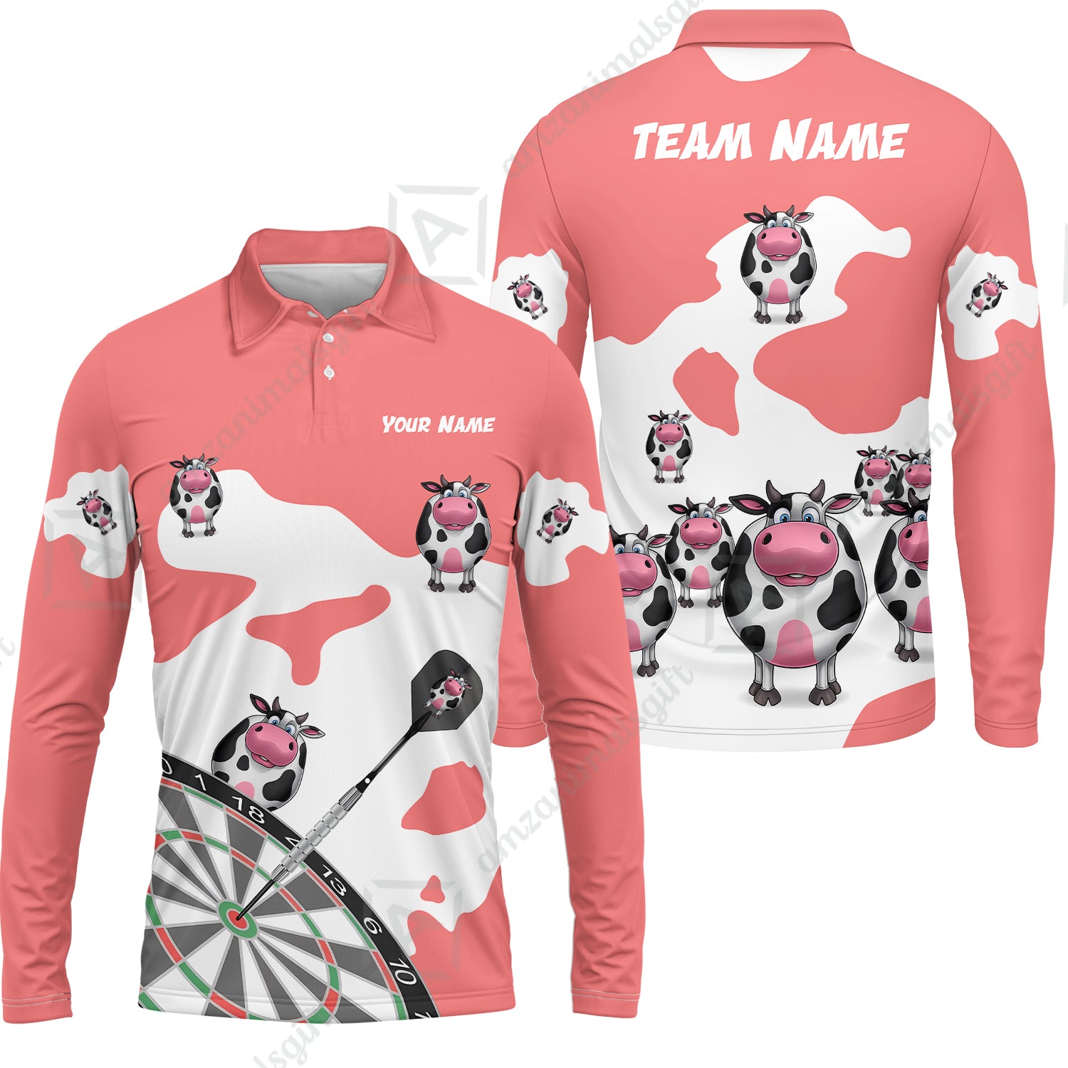 Long Sleeve Polo Shirt||Red
