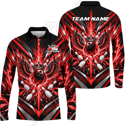 Long Sleeve Polo Shirt||Red