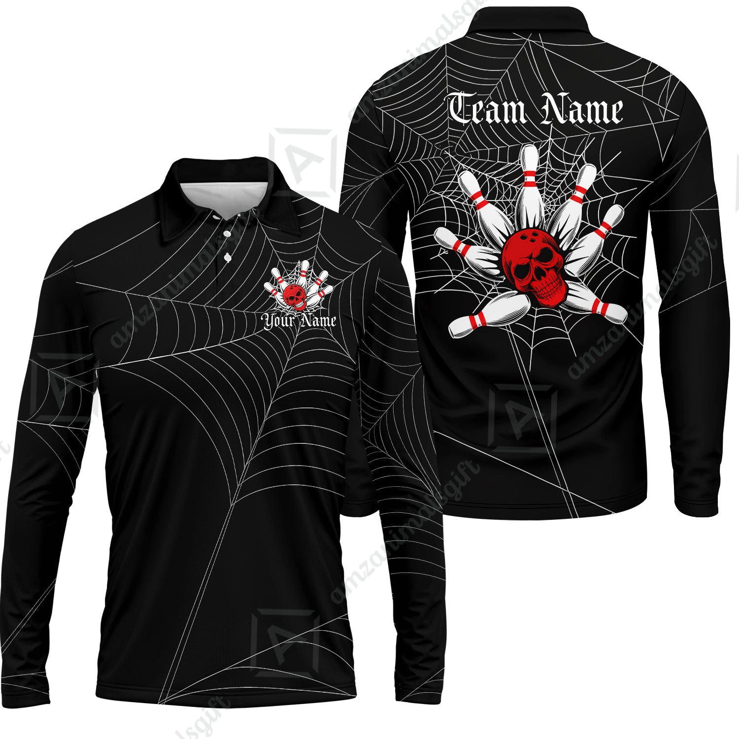 Long Sleeve Polo Shirt||Red