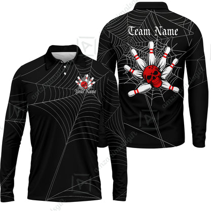 Long Sleeve Polo Shirt||Red