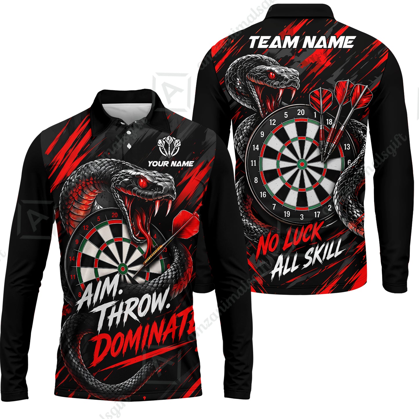 Customized Darts Team Jersey, Personalized Snake Darts Abstract Background Polo Shirt For Players With Name & Team Name