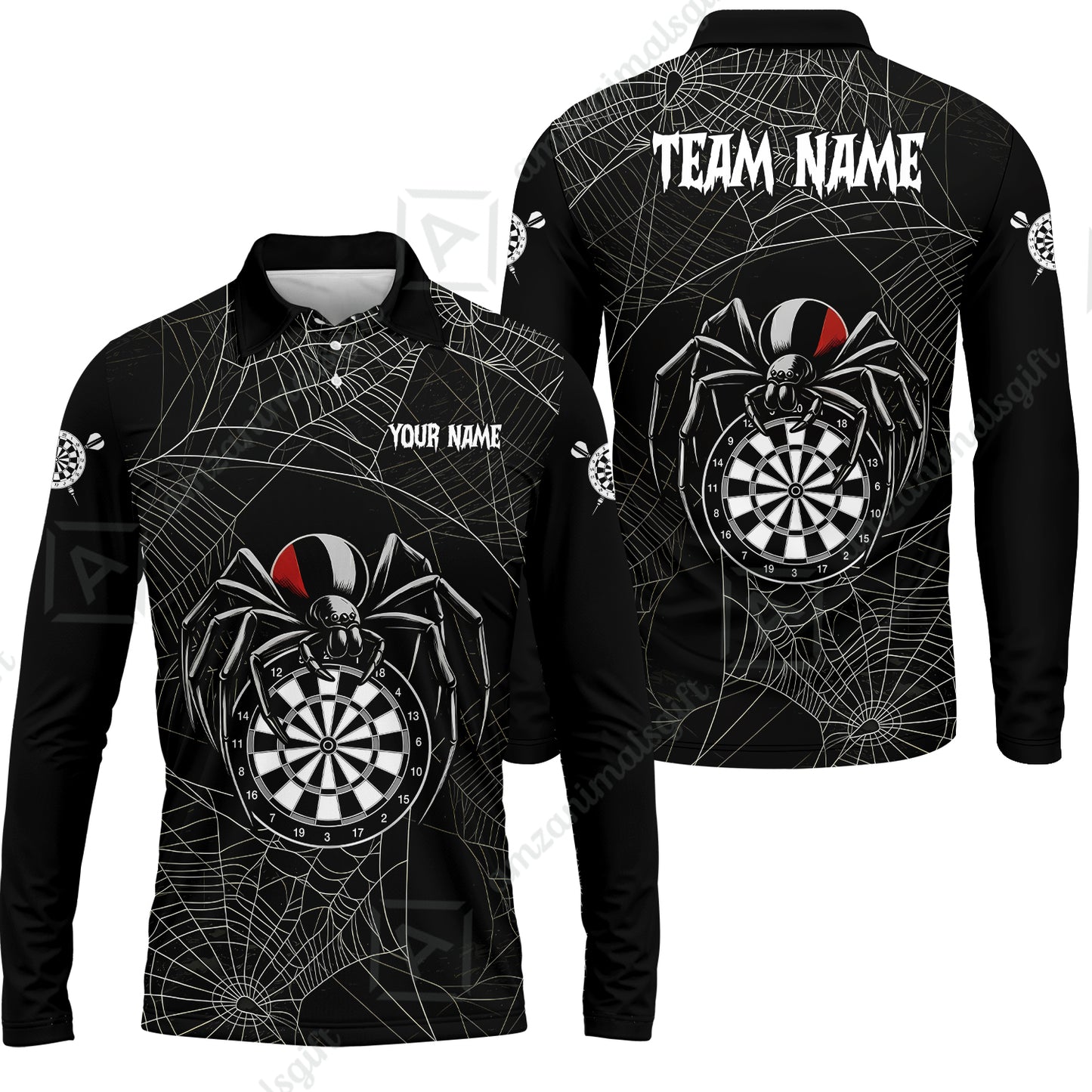 Customized Spider Web Black Widow Spooky Halloween Darts Jersey, Personalized Name And Team Name For Players