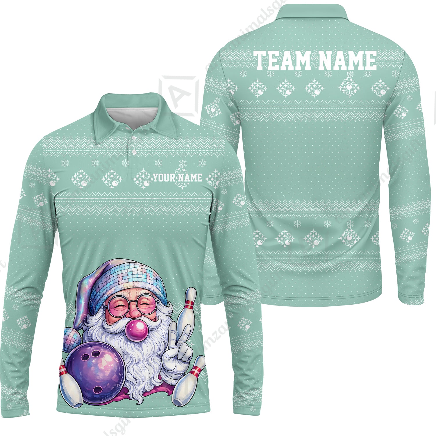 Long Sleeve Polo Shirt||Turquoise