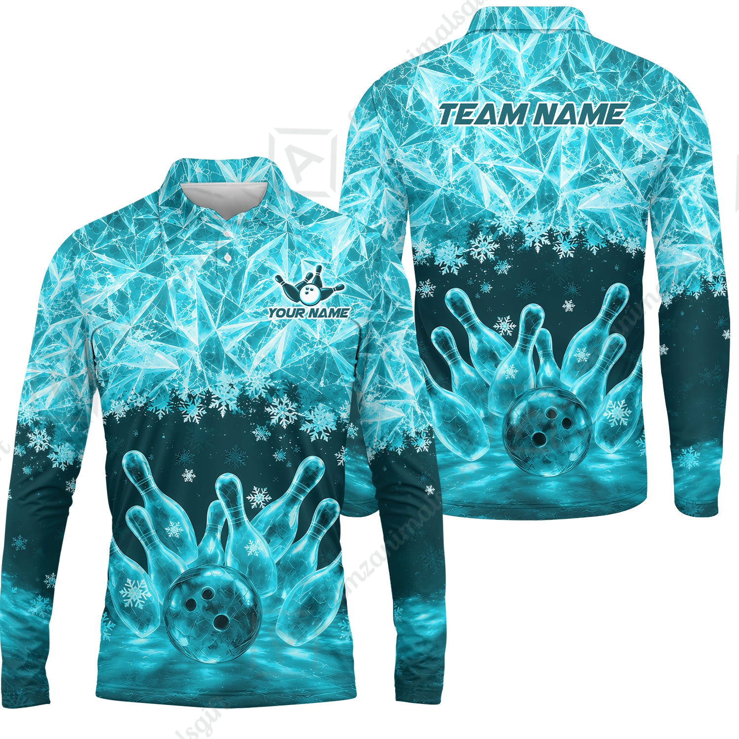 Long Sleeve Polo Shirt||Turquoise