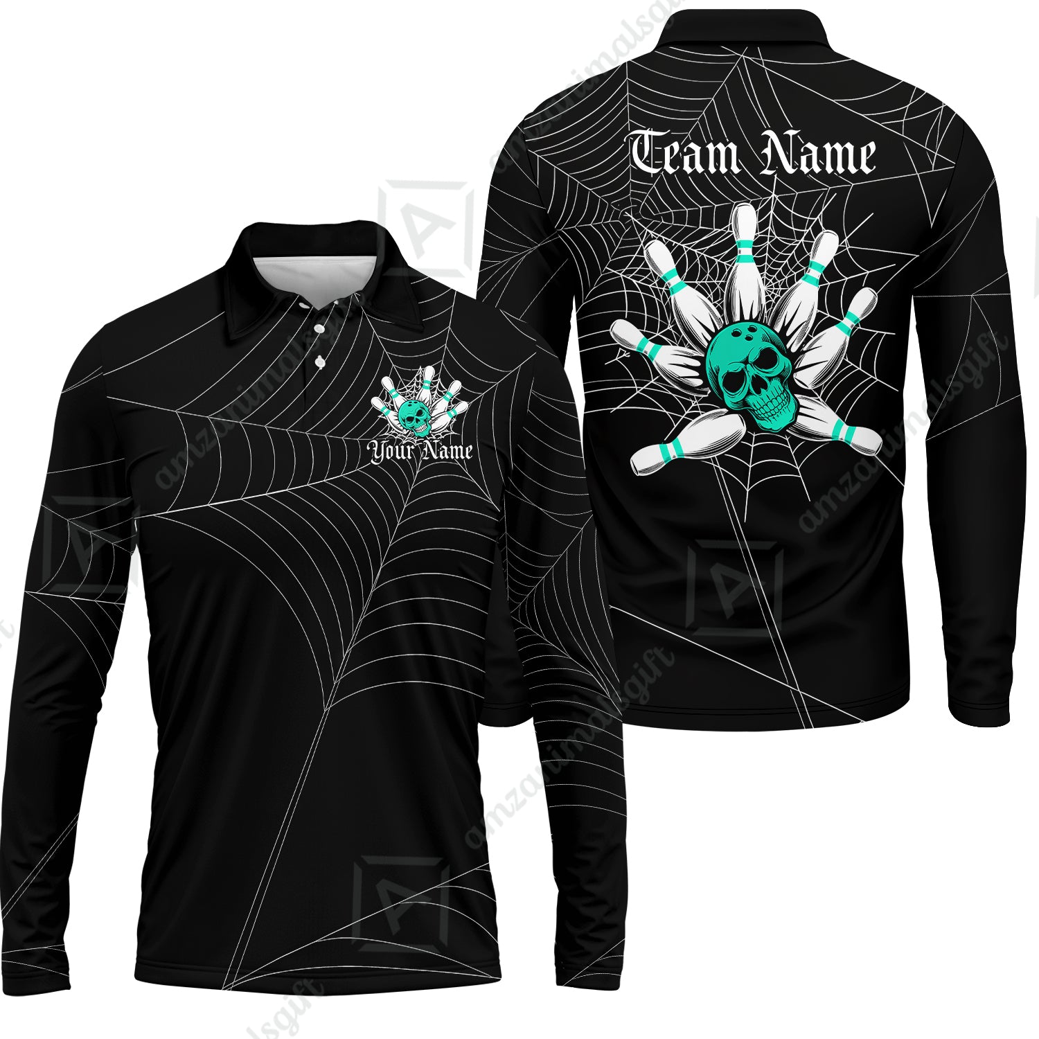 Long Sleeve Polo Shirt||Turquoise