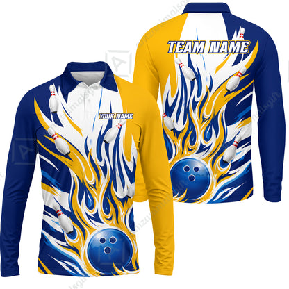 Long Sleeve Polo Shirt||Yellow Blue
