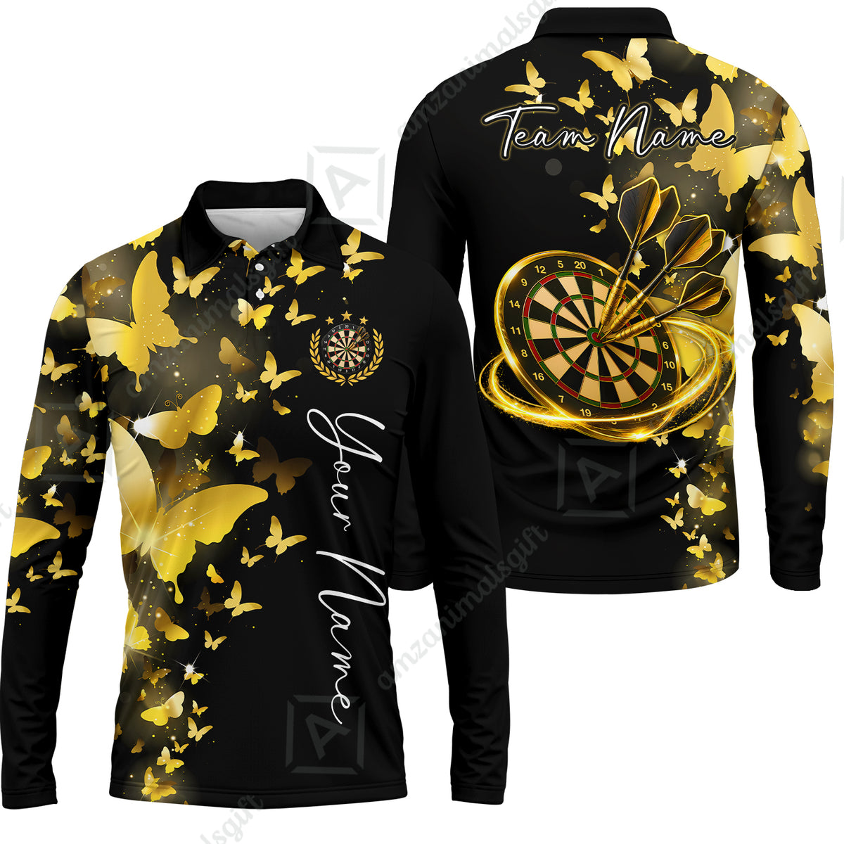 Customized Butterfly Elegant Sparkling Multicolor Darts Jersey, Personalized Name And Team Name For Players