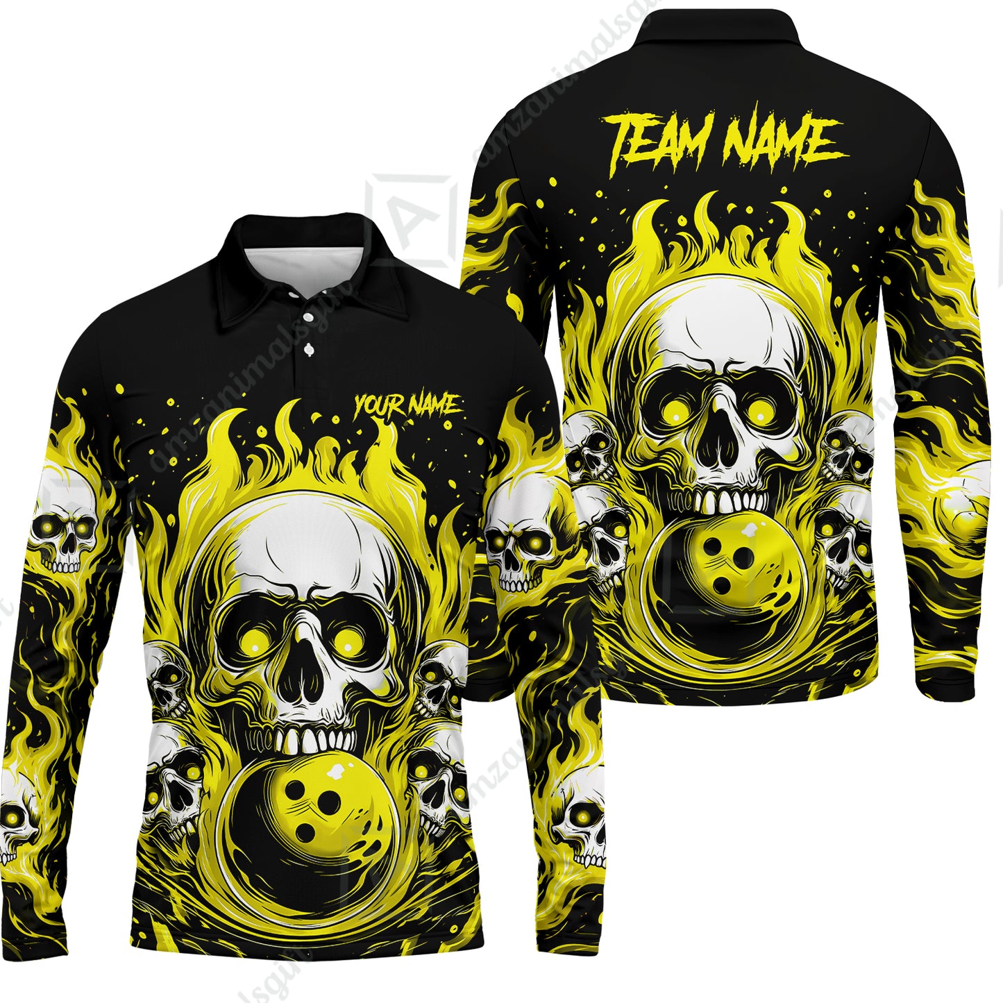 Long Sleeve Polo Shirt||Yellow