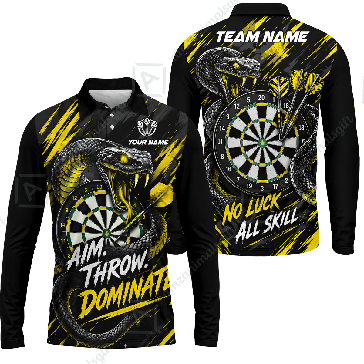 Customized Darts Team Jersey, Personalized Snake Darts Abstract Background Polo Shirt For Players With Name & Team Name