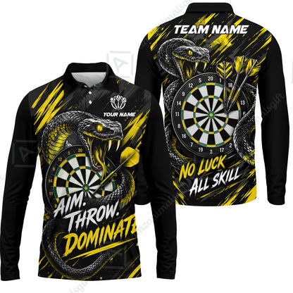 Customized Darts Team Jersey, Personalized Snake Darts Abstract Background Polo Shirt For Players With Name & Team Name