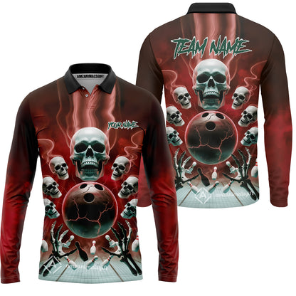 Custom Dark Fantasy Skeleton Bowling Team Jersey, Bowling Uniforms, Personalize Name And Team Name