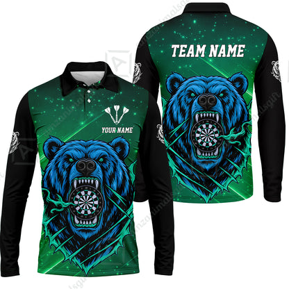 Custom Darts Team Jersey, Personalized Furious Bear Dart Polo Shirt for Players with Name & Team Name