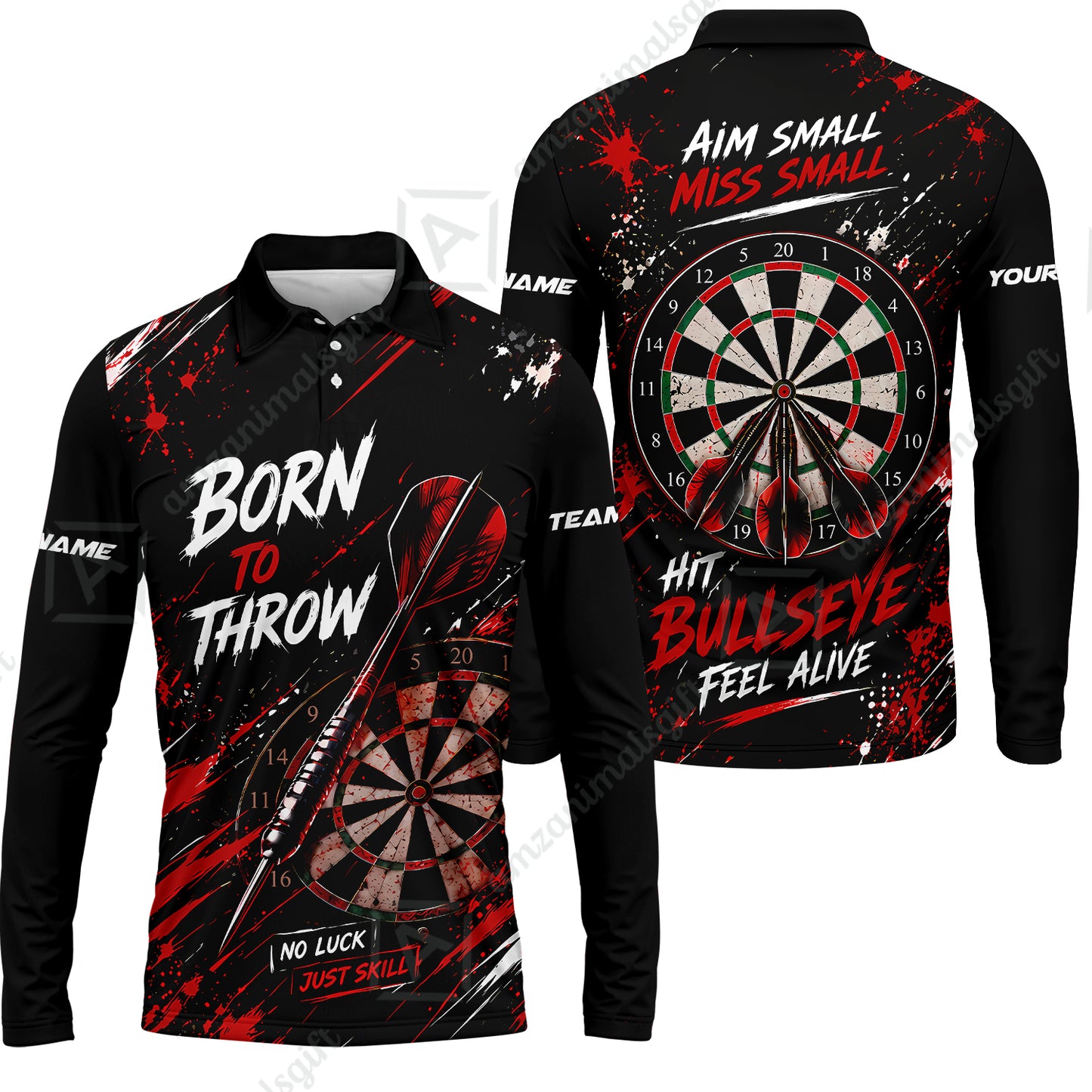 Customized Born To Throw No Luck Just Skill, Hit Bullseye Feel Alive Darts Jersey, Personalized Name And Team Name For Players