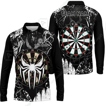 Long Sleeve Polo Shirt||Black White