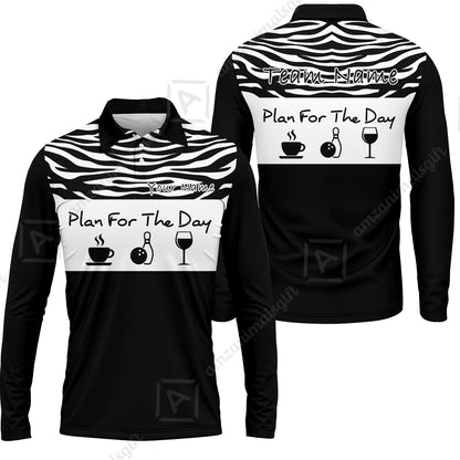 Custom Bowling Jersey Polo Shirt, Plan For The Day Zebra Pattern, Custom Bowling Jersey Team Shirt For Players With Name & Team Name