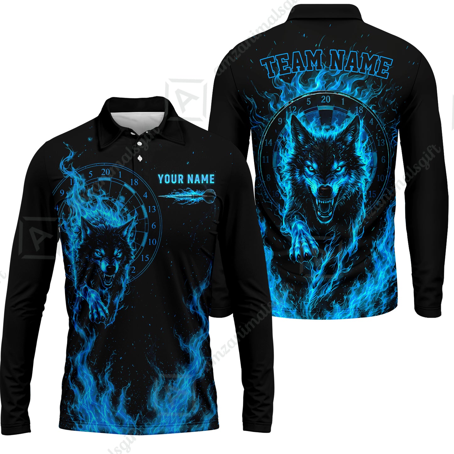 Customized Fire Wolf Dartboard Multicolor Darts Jersey, Personalized Name And Team Name For Players