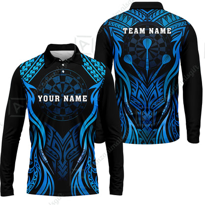 Long Sleeve Polo Shirt||Blue