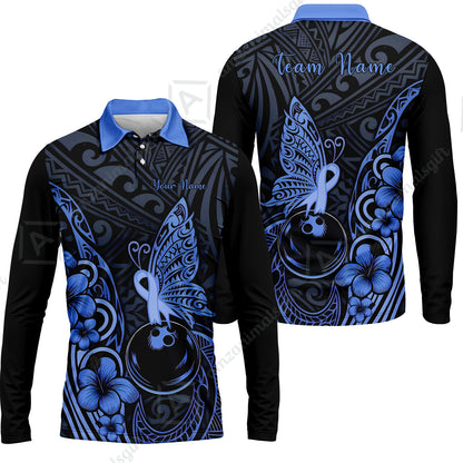 Long Sleeve Polo Shirt||Blue