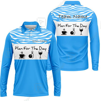 Custom Bowling Jersey Polo Shirt, Plan For The Day Zebra Pattern, Custom Bowling Jersey Team Shirt For Players With Name & Team Name