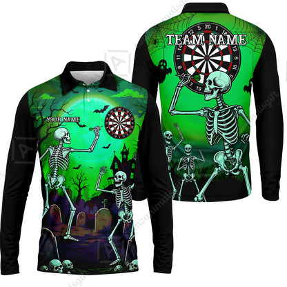 Long Sleeve Polo Shirt||Green