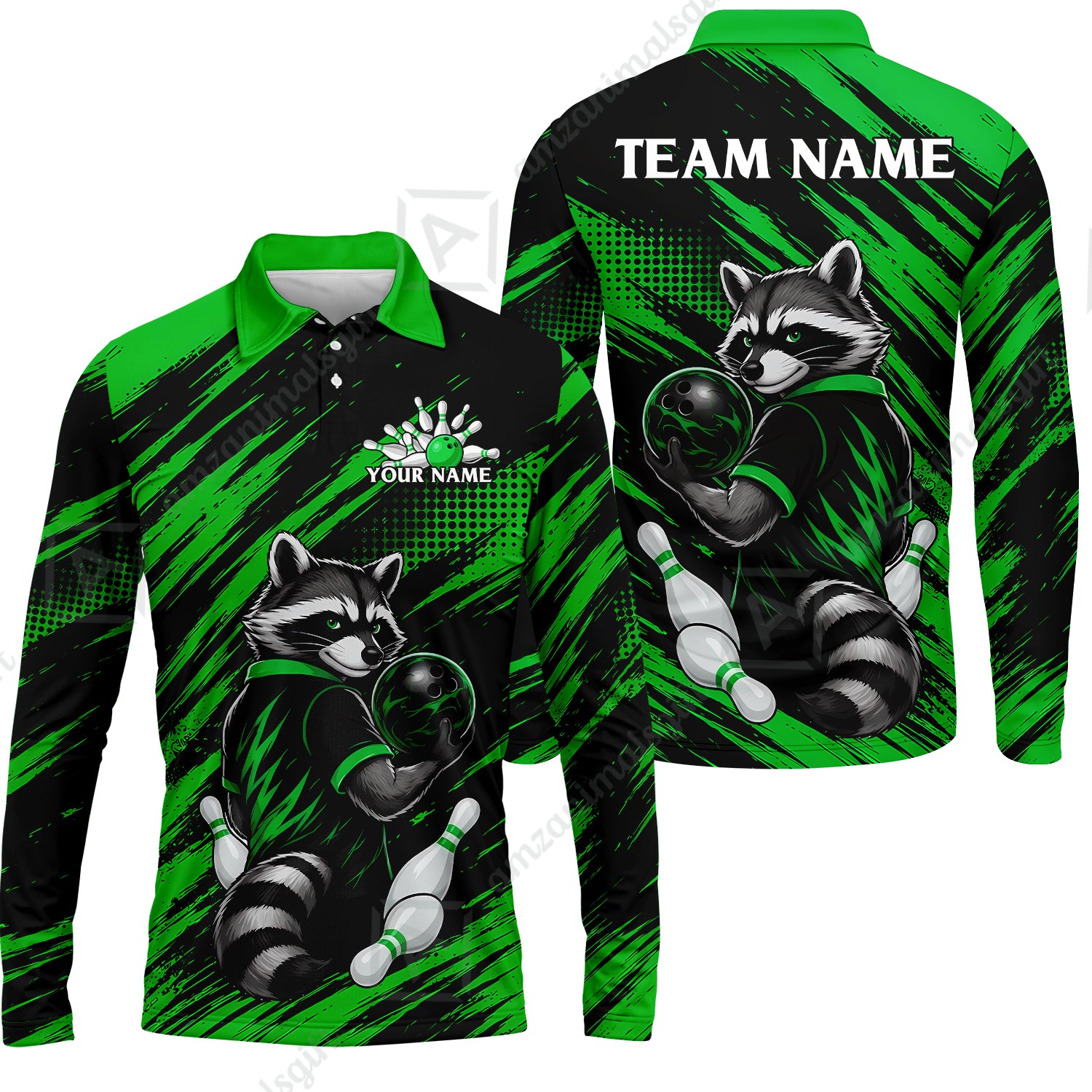 Long Sleeve Polo Shirt||Green