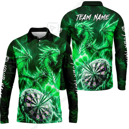 Long Sleeve Polo Shirt||Green