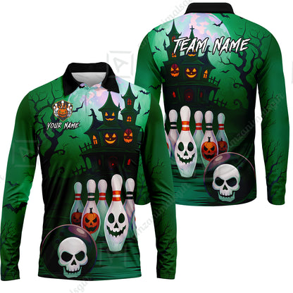 Long Sleeve Polo Shirt||Green