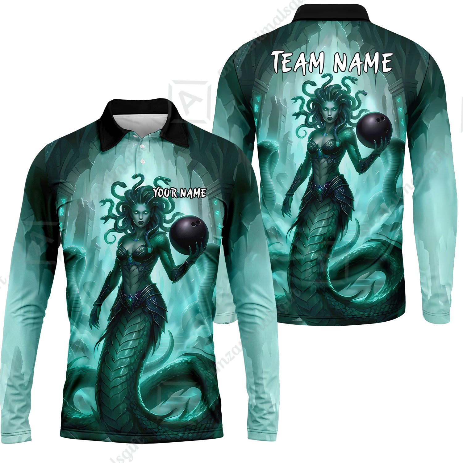 Long Sleeve Polo Shirt||Green