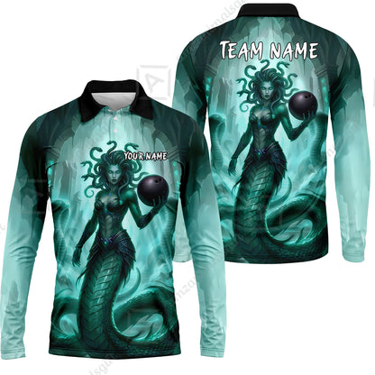 Long Sleeve Polo Shirt||Green