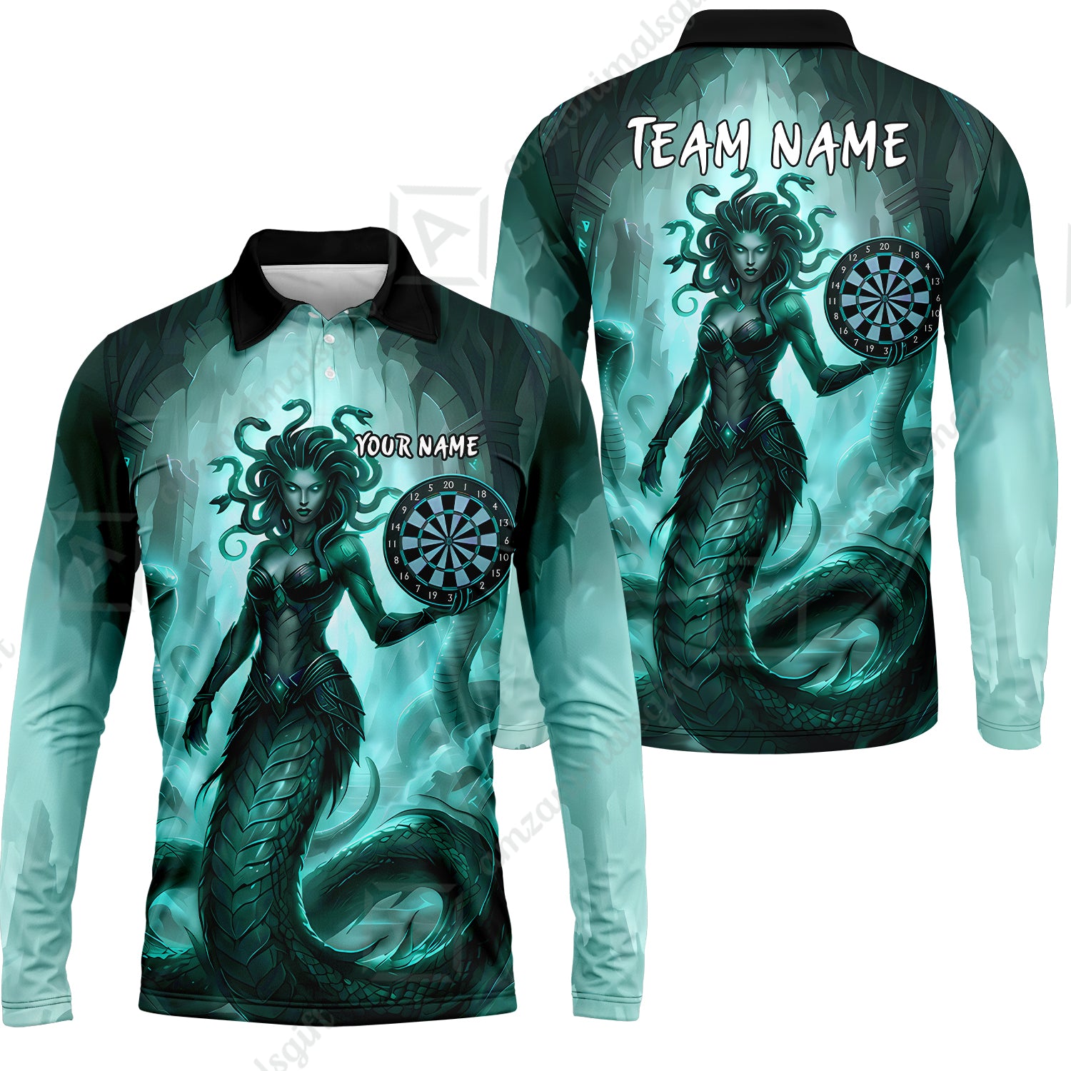 Long Sleeve Polo Shirt||Green
