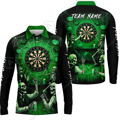 Long Sleeve Polo Shirt||Green
