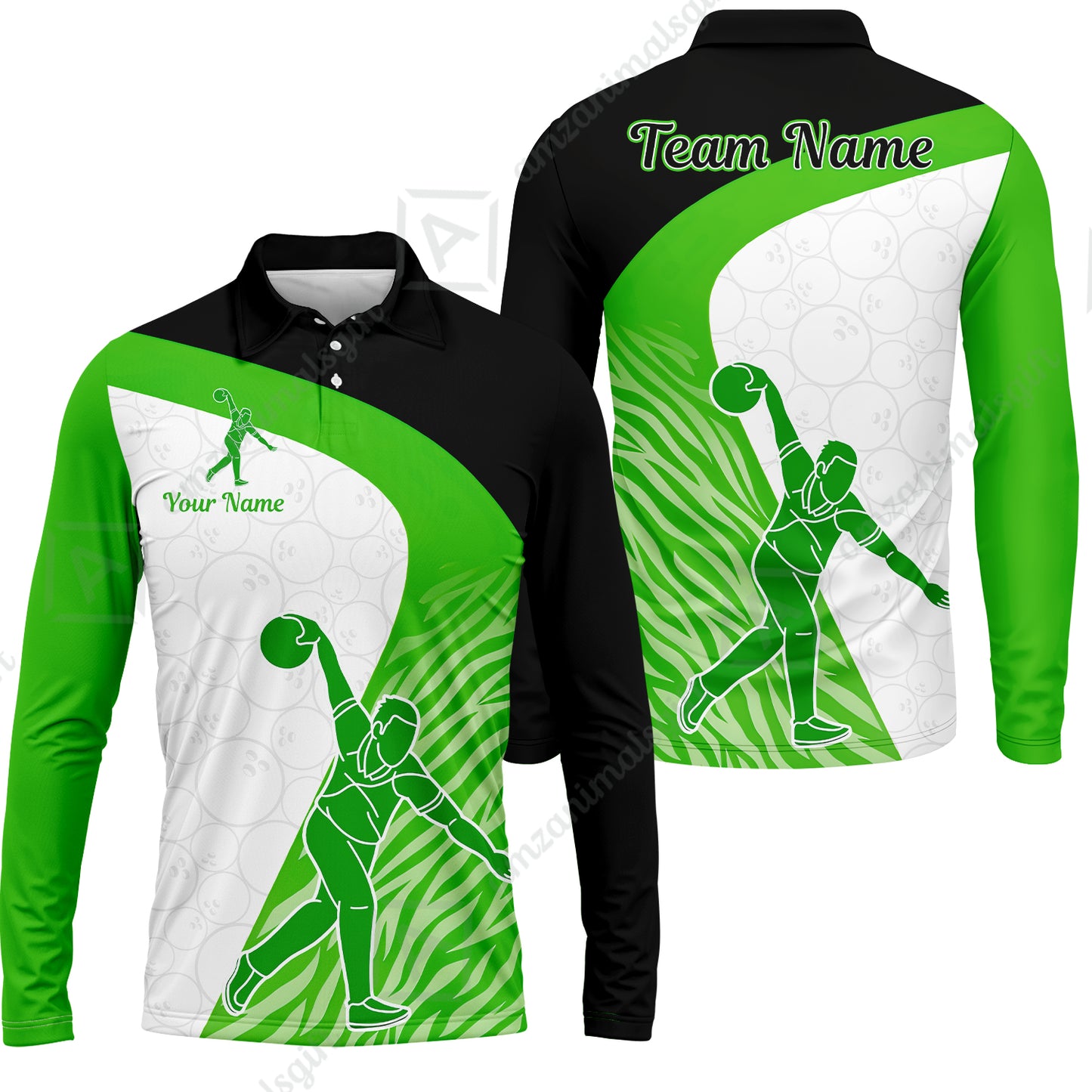 Long Sleeve Polo Shirt||Green